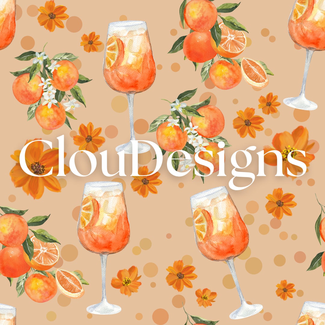 Aperol Spritz Seamless Pattern for Fabric Sublimation, Digital Paper ...