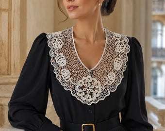 Handmade Irish Crochet Lace Collar – Detachable Vintage Accessory