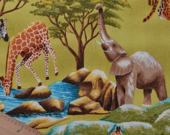 Illustrated African wildlife fabric jungle nursery