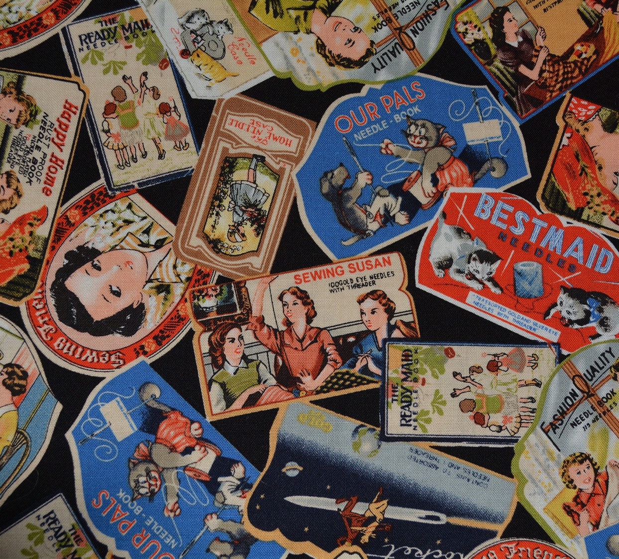 Sewing Needle book fabric by Michael Miller vintage needle books