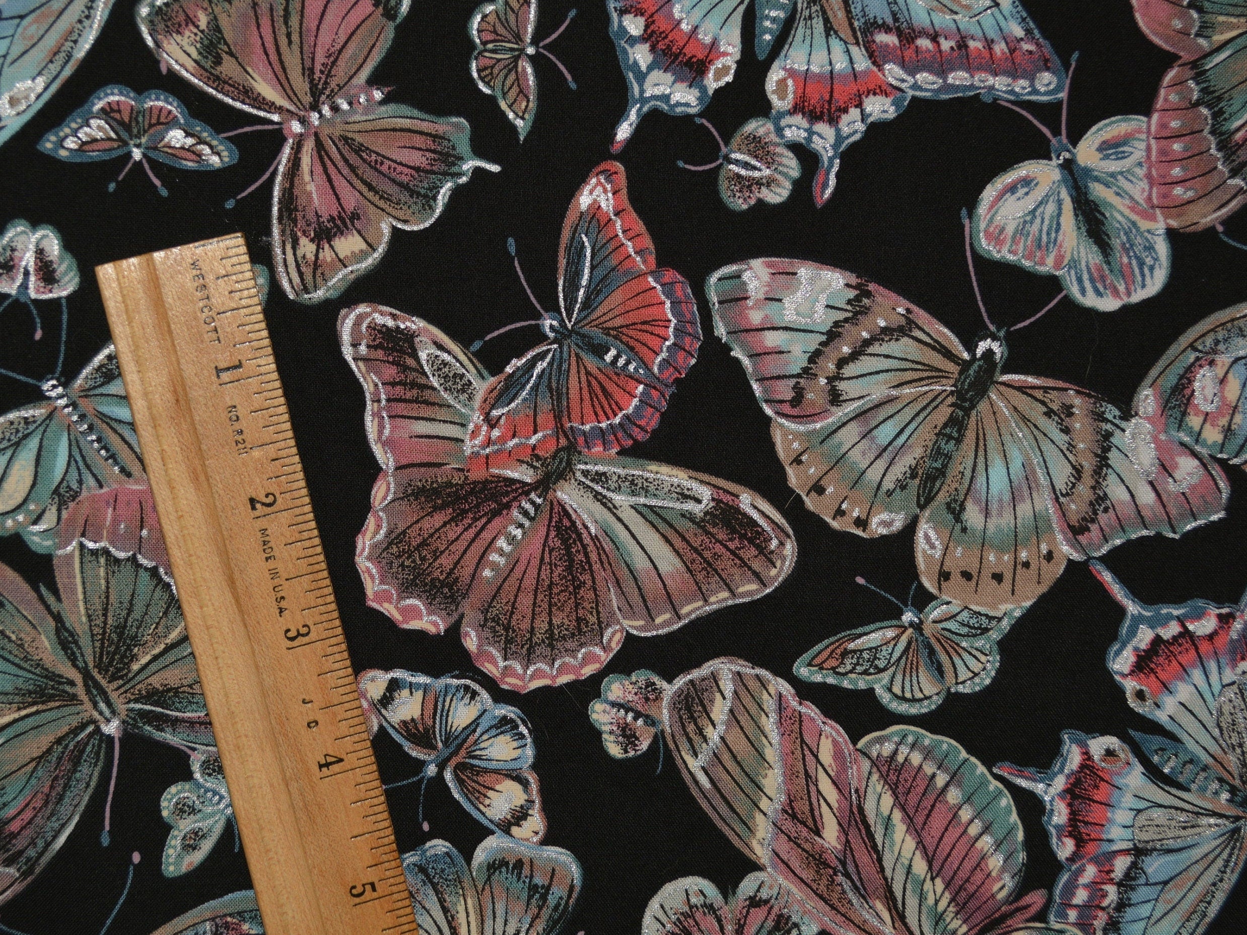 Large Butterfly fabric vintage fabric by J Gutcheon Etsy