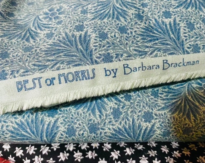 William Morris craftsman fabric, Marigold blue, Barbara Brachman