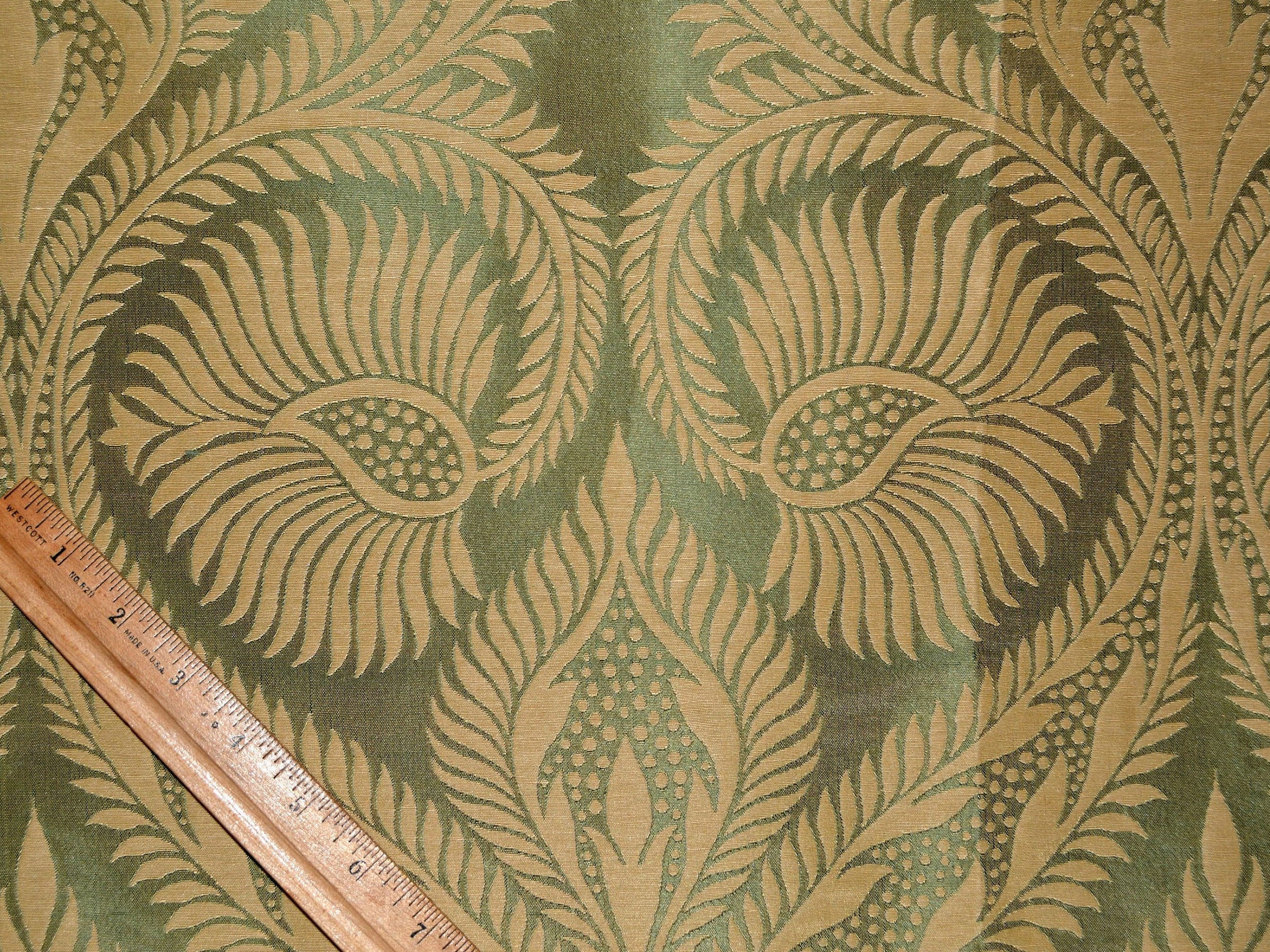 DAMASK upholstery fabric ogee pattern silk woven