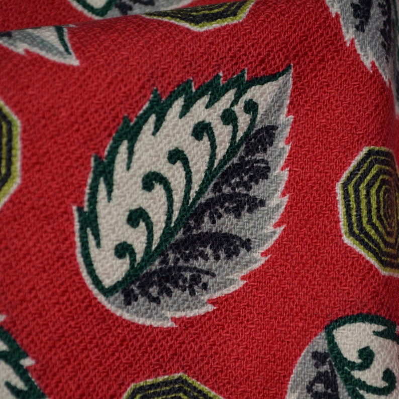 Vintage barkcloth upholstery fabric by the yard leaf print Etsy