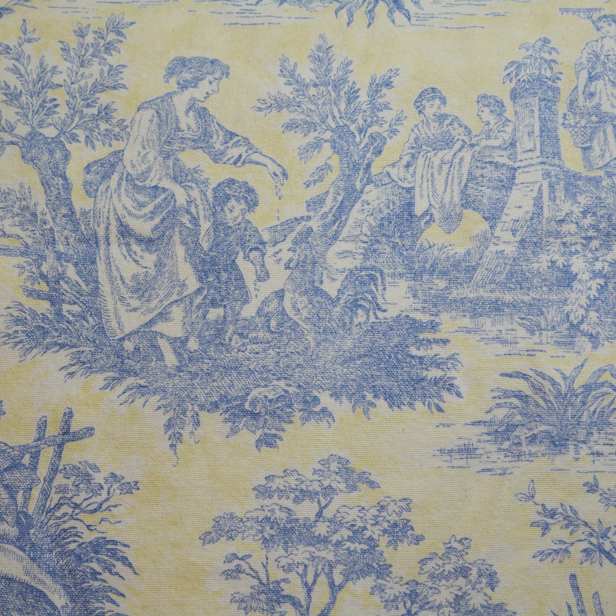 Blue French toile upholstery fabric Country life, Waverly