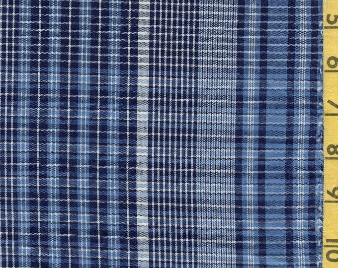 Tonal blue plaid fabric by the yard