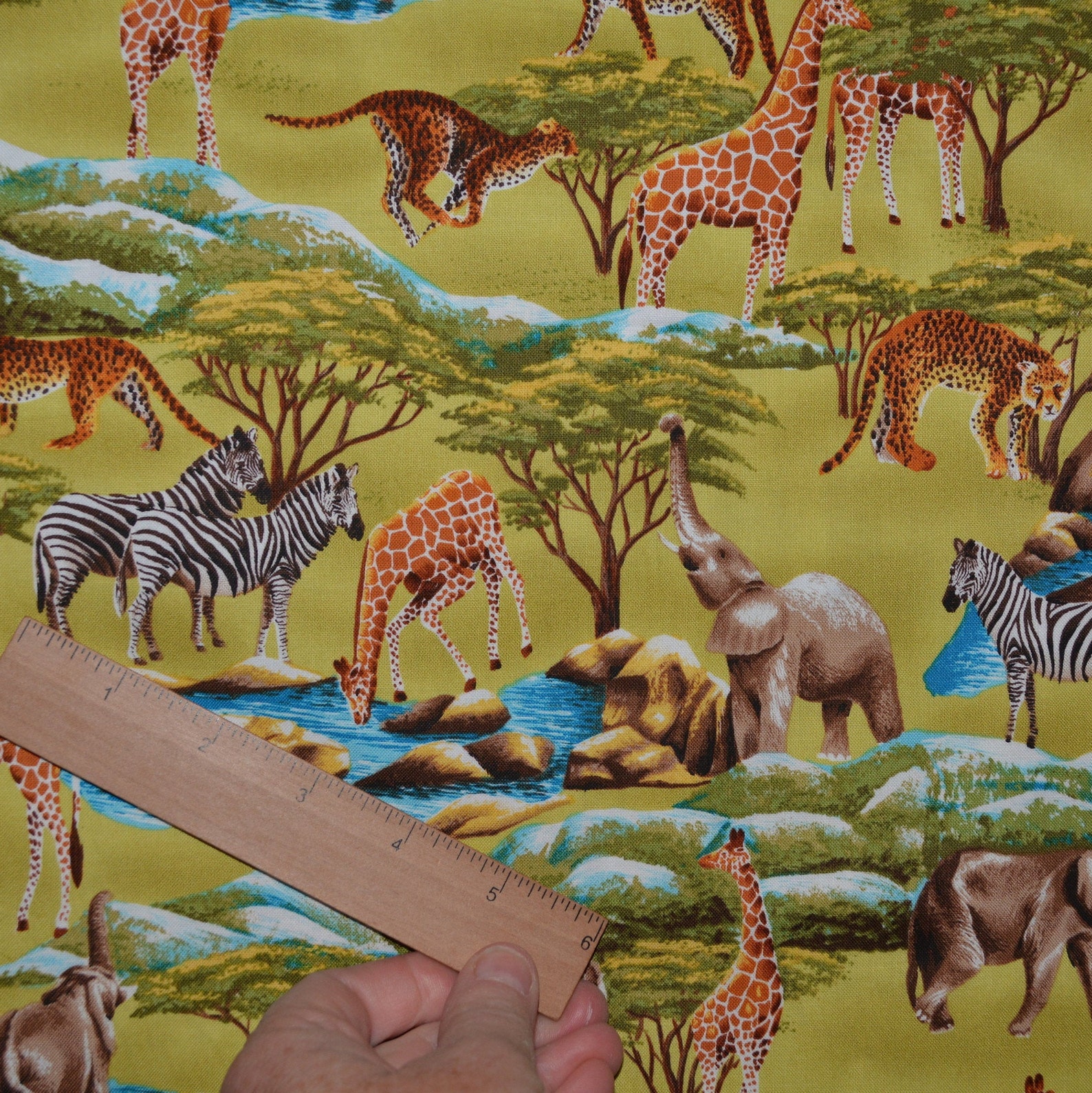 safari animals girl fabric