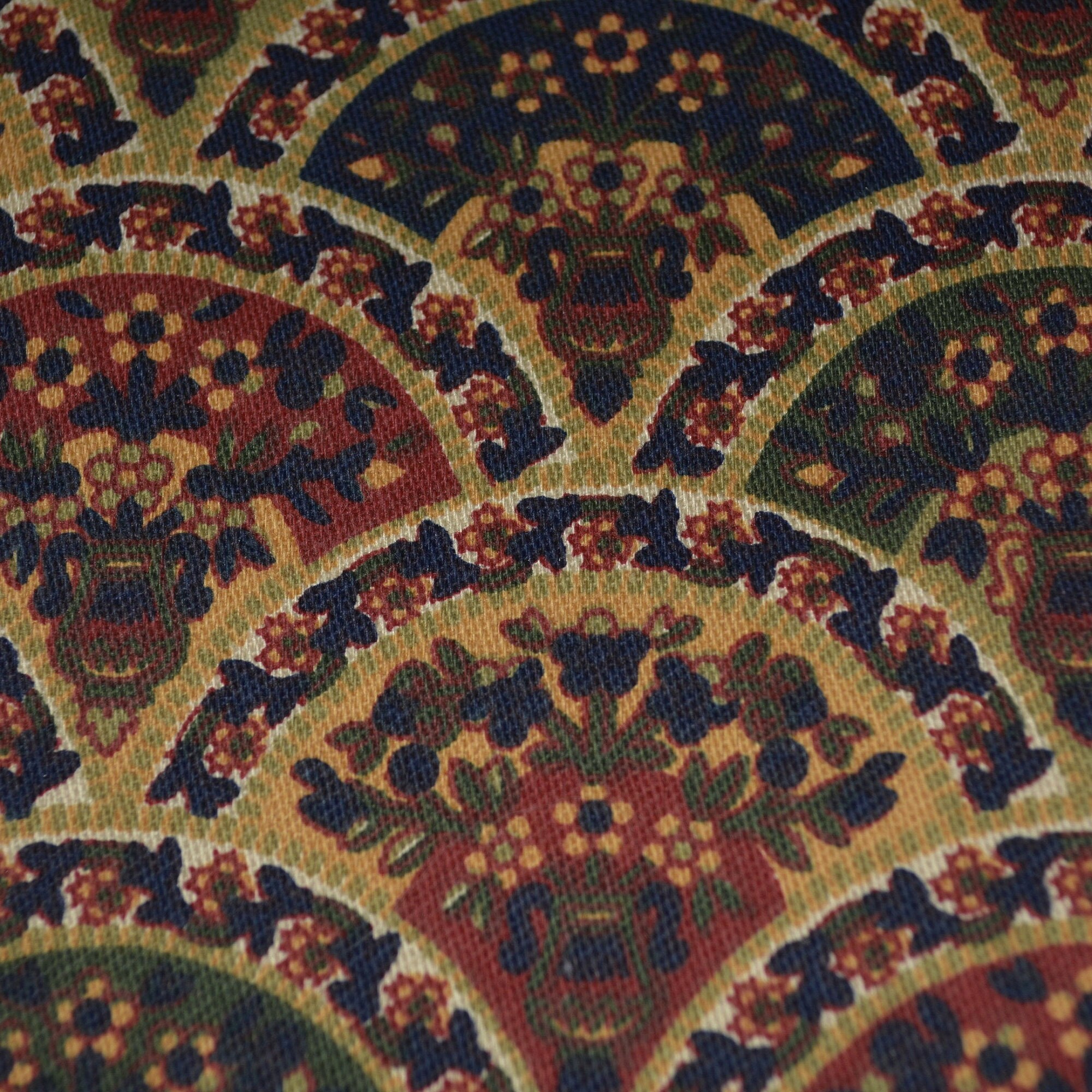 Rustic floral scallops fabric, Laura Ashley vintage upholstery fabric