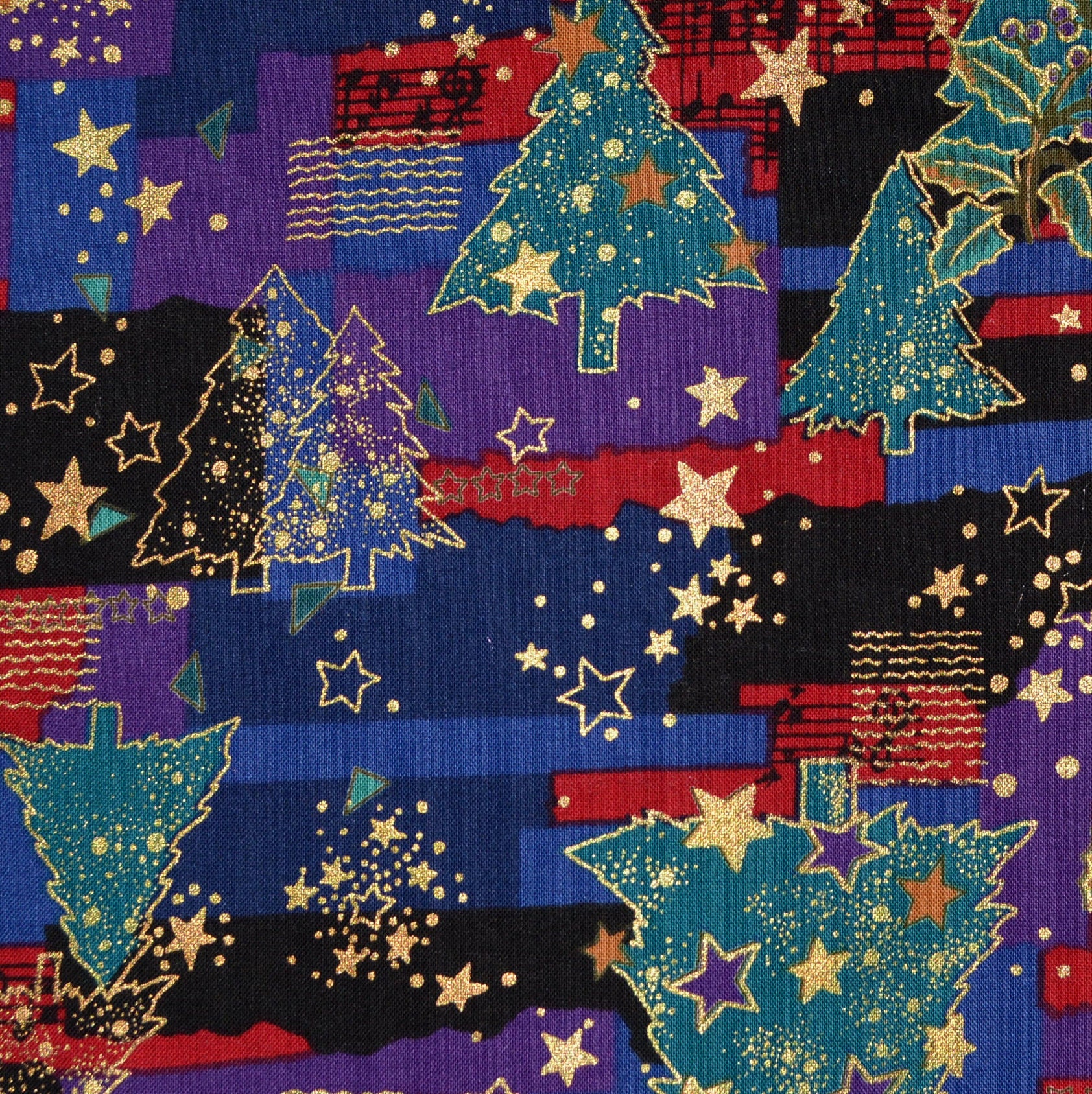 Abstract Christmas fabric, Hoffman
