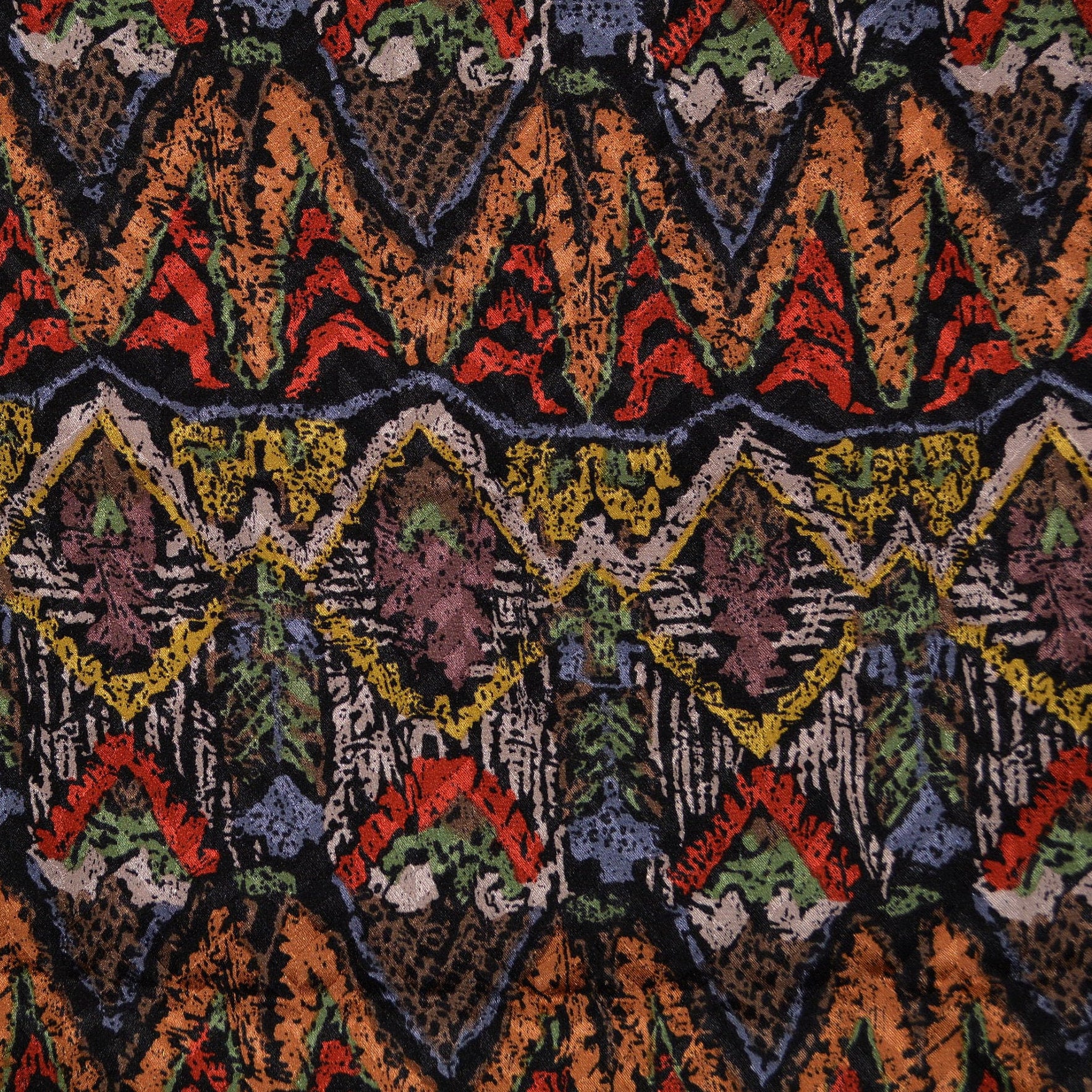 Vintage Pure silk fabric Geometric Ethnic