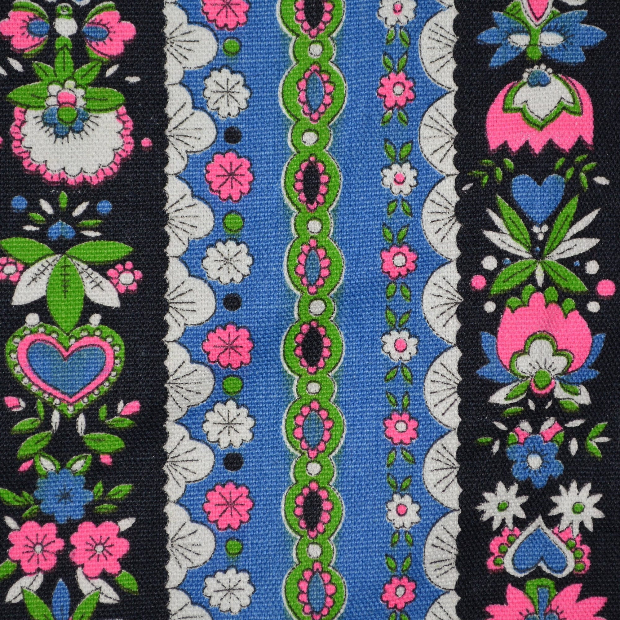 1970s fabric mod, Swedish floral fabric by the yard, Dutch folk art fabric