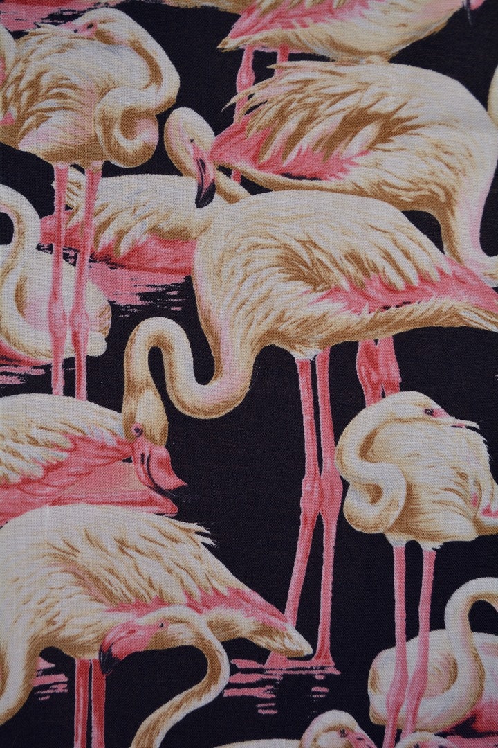 moda cotton fabric material pink Flamingos