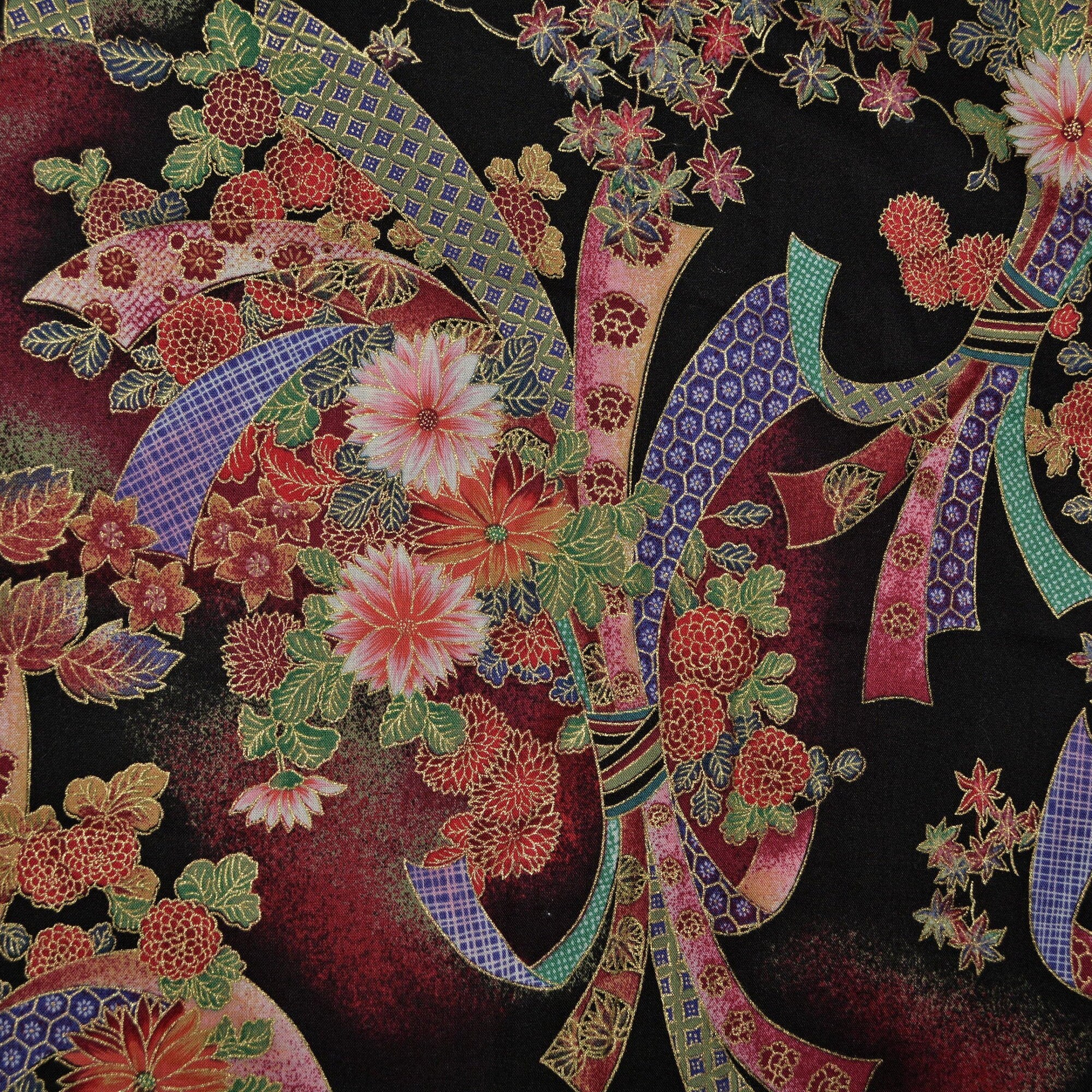 Asian floral fabric, origami paper style, The Kesslers, Concord fabrics