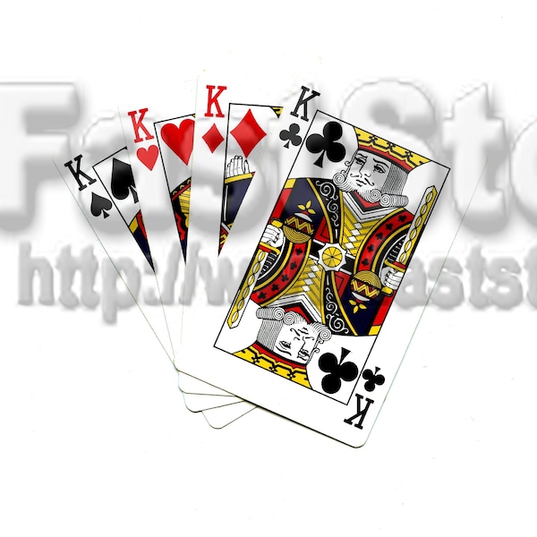 4 of a kind poker hand Kings Digital downloadable, JPG, PNG, TIF, jpeg pdf