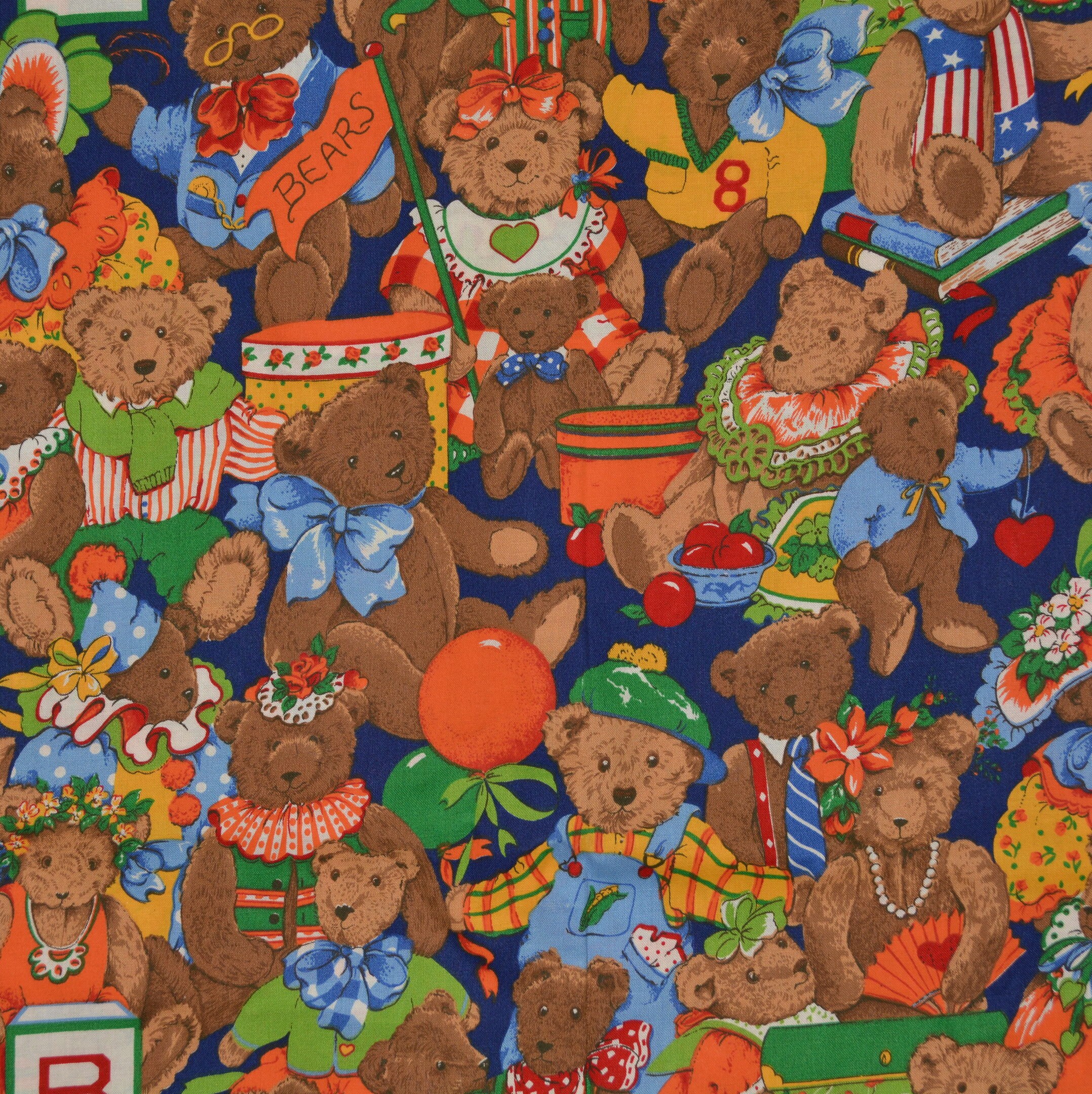 Teddy Bear fabric teddy bear birthday 80s Cranston fabric
