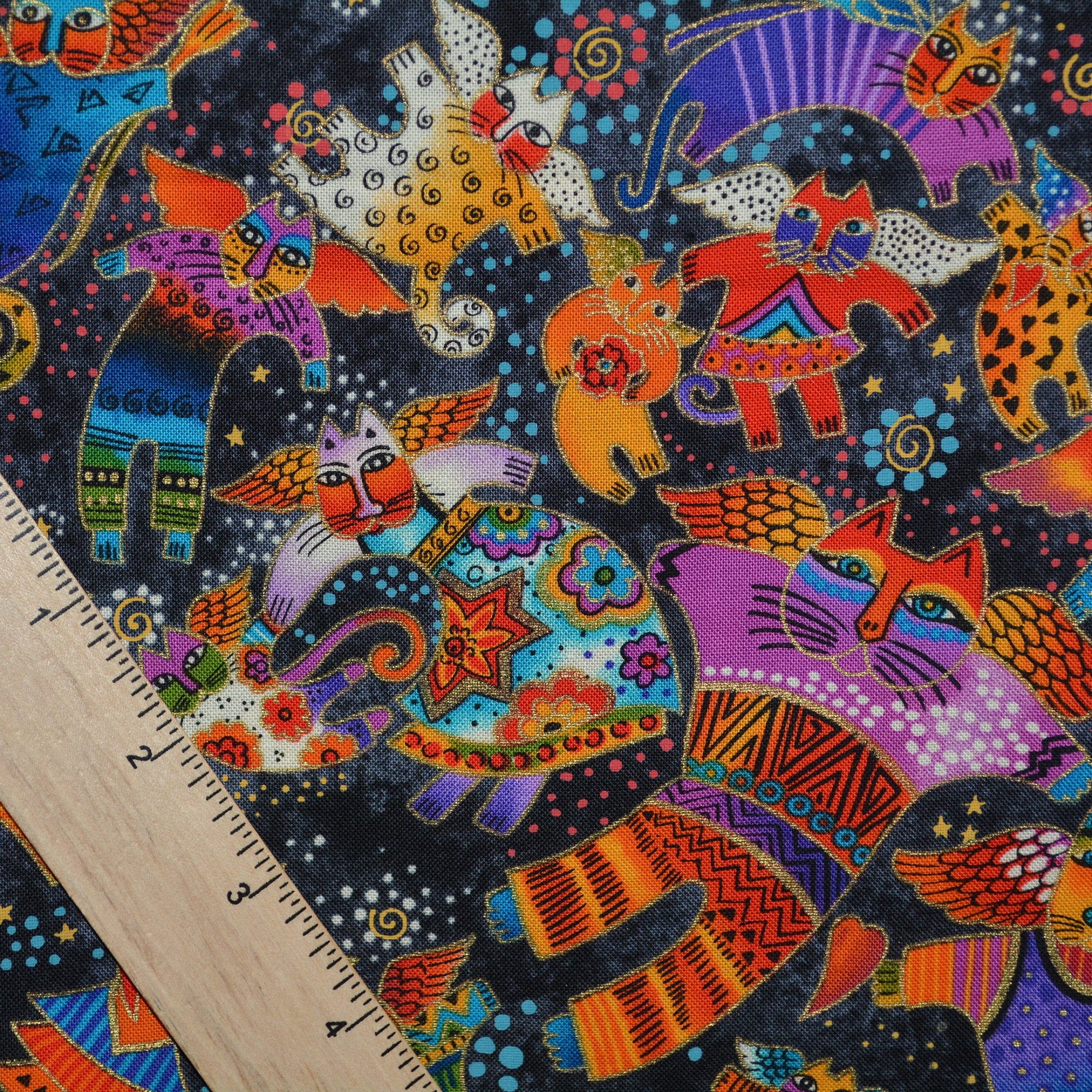 Laurel Burch fabric cat angels, Fantastic Felines
