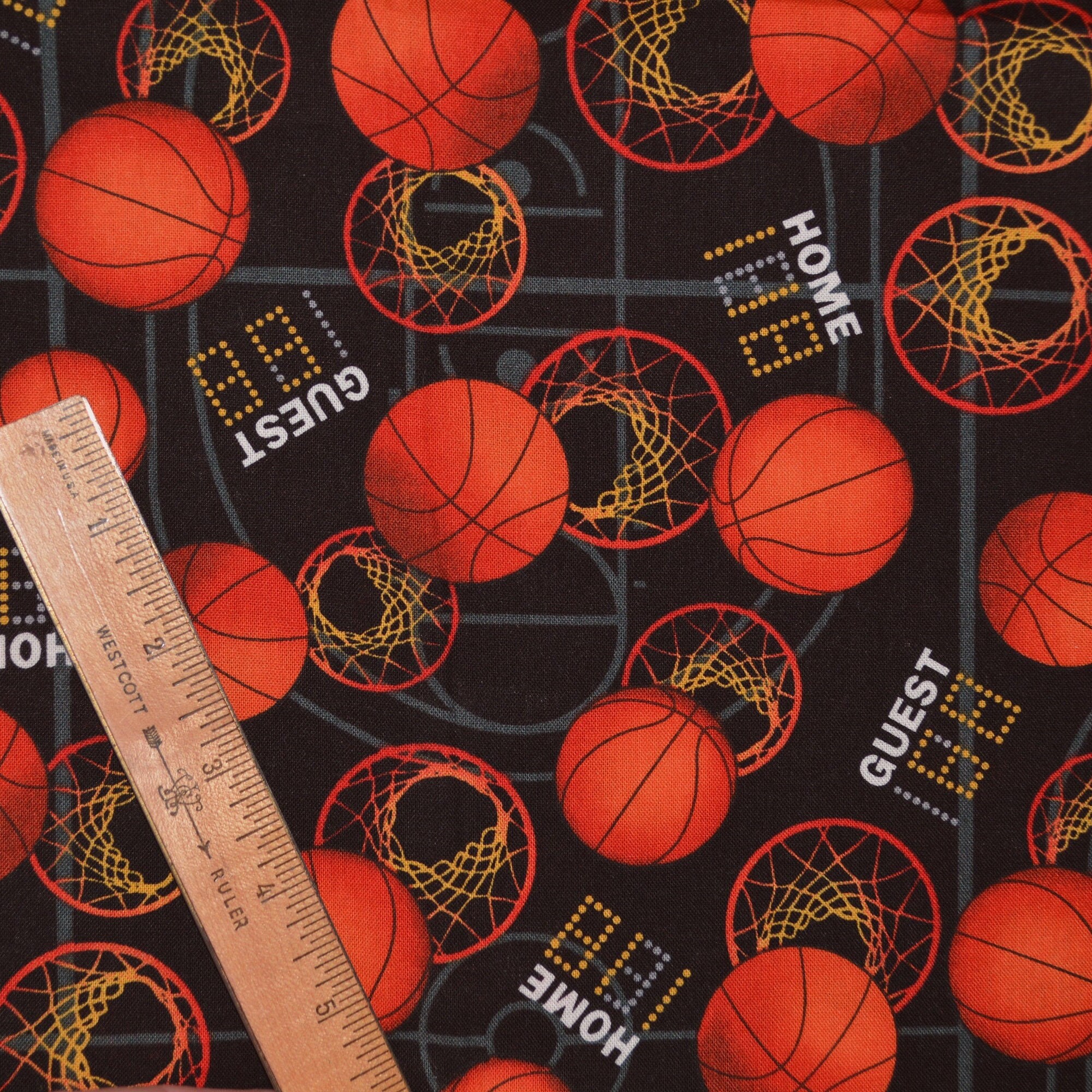 Basketball fabric by the half yard sports theme fabric David Etsy