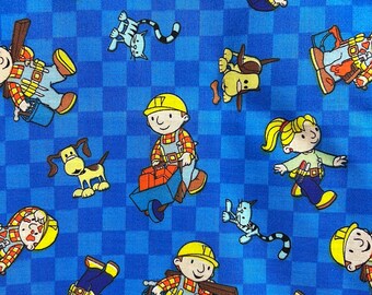 Kids TV cartoon fabric, Bob the Builder, novelty cotton