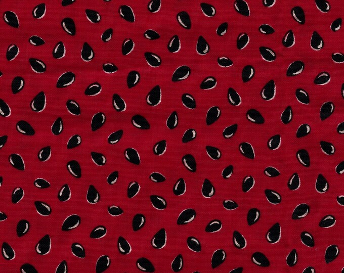 Watermelon seeds fabric, red and black Cranston VIP cotton blender