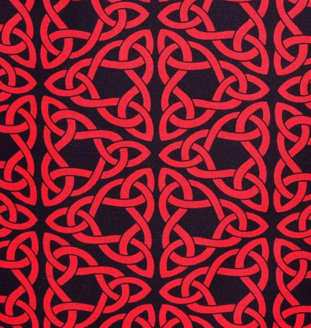 Celtic fabric Celtic knots red and black fabric