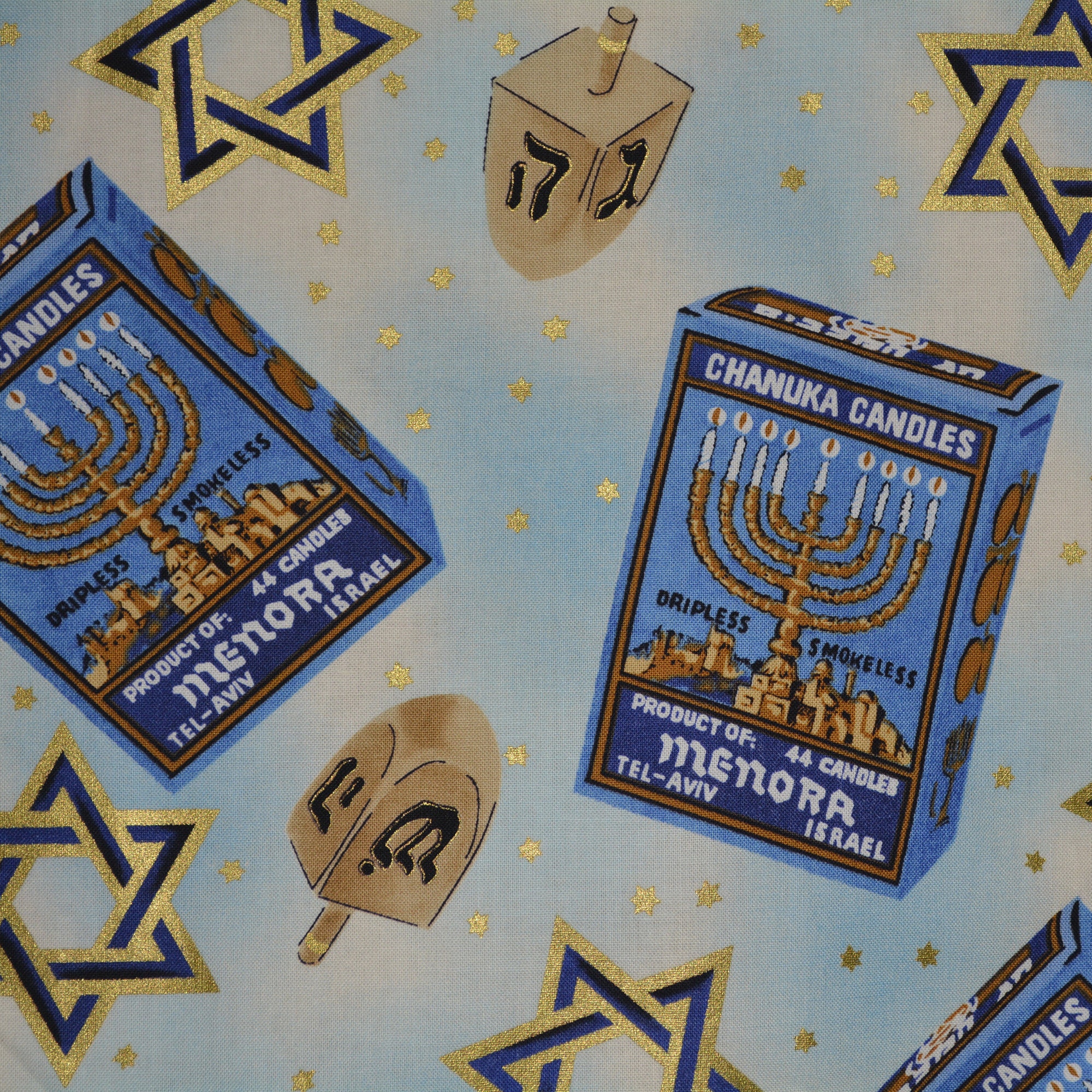 Jewish Hanukkah fabric Jewish fabric Menorah Star of David