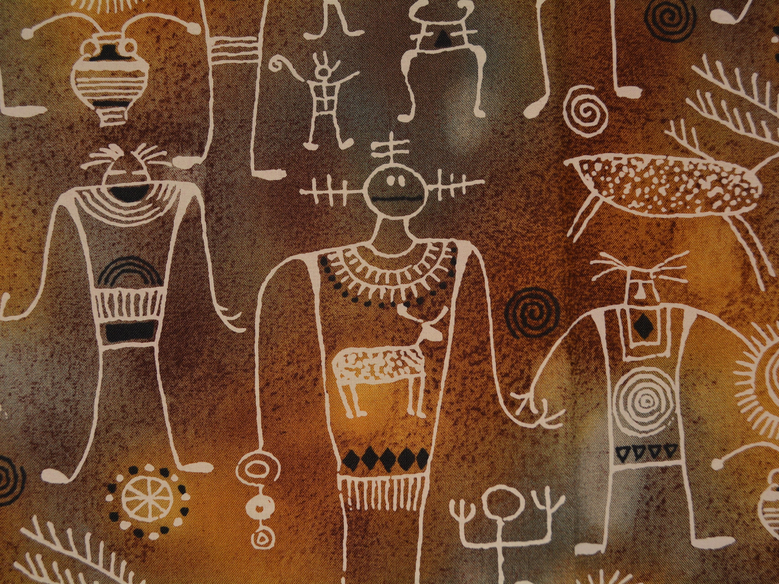 Native American Southwest Fabric Shaman Cave Paintings By Michael Miller