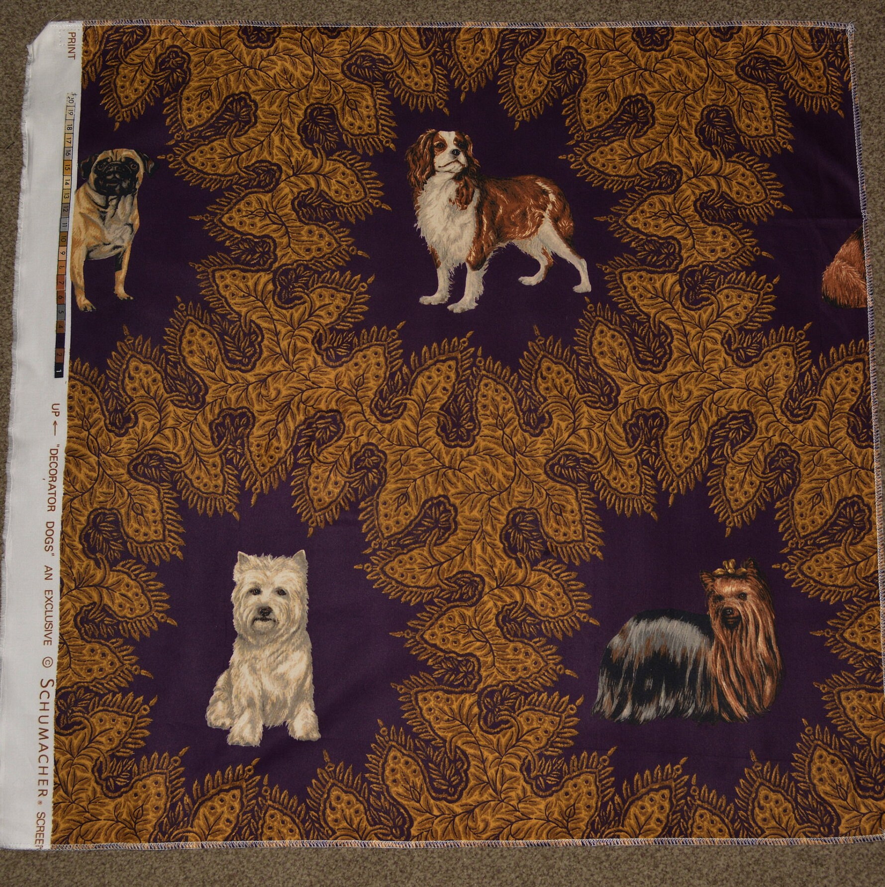 Schumacher decorator Dogs fabric, upholstery fabric samples