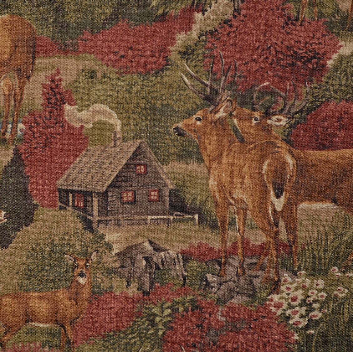 Vintage fabric deer fabric rustic cabin sewing fabric by