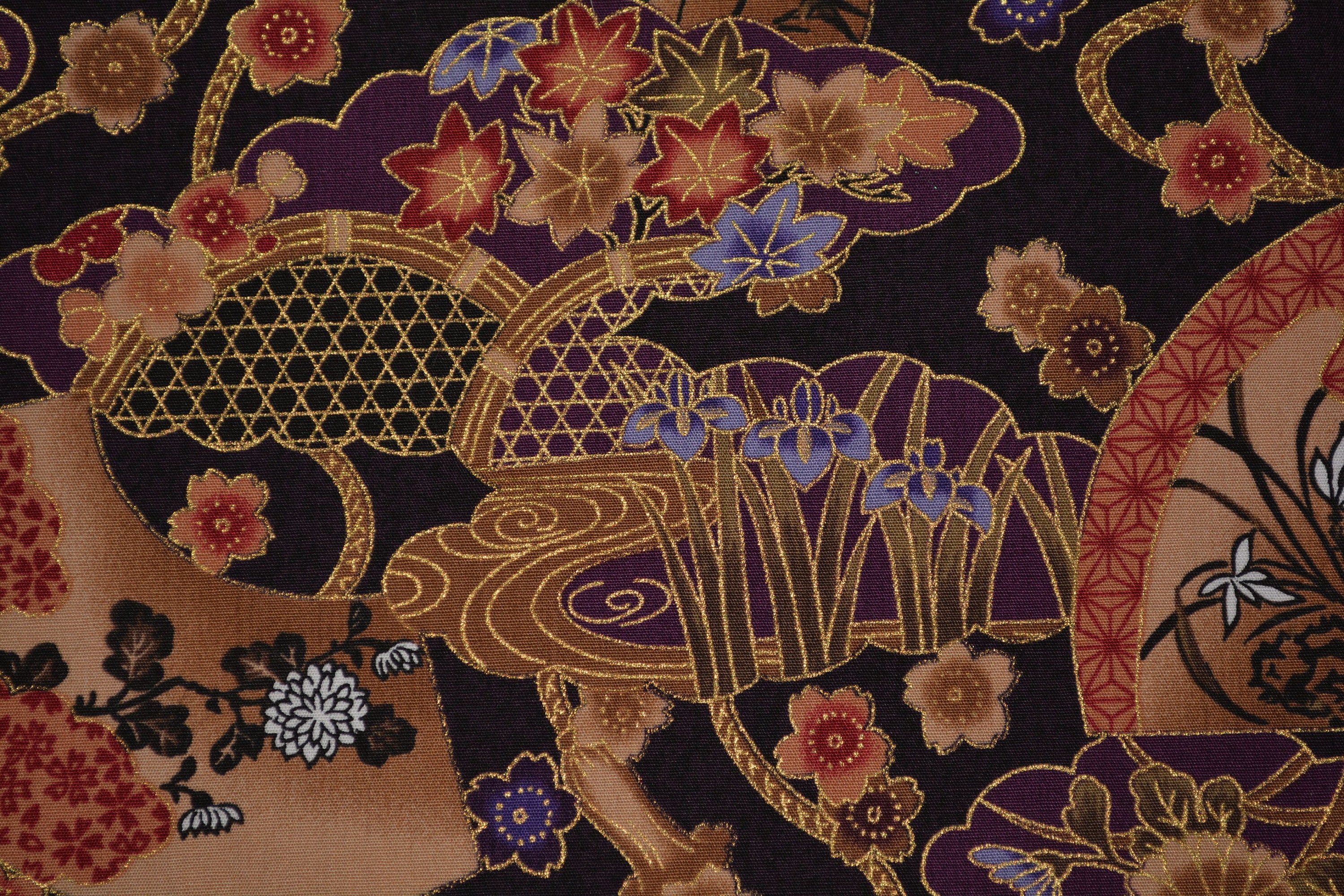 Kona Bay fabric purple Asian floral print Japanese fabric OOP quilting