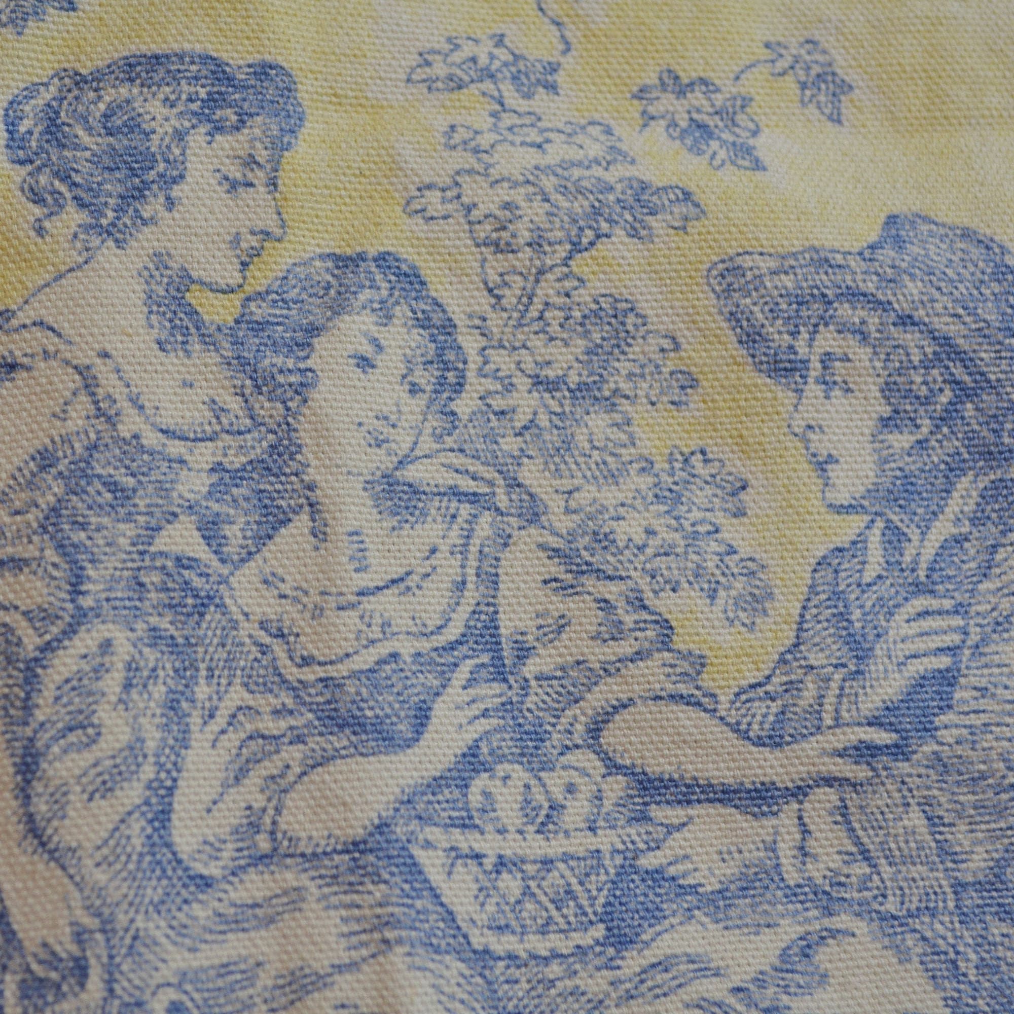 Blue French toile upholstery fabric Country life, Waverly