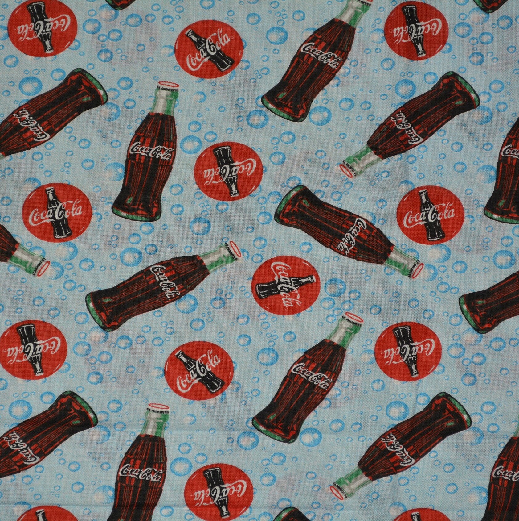 vintage Coca Cola fabric, Coke advertising fabric HALF YARD