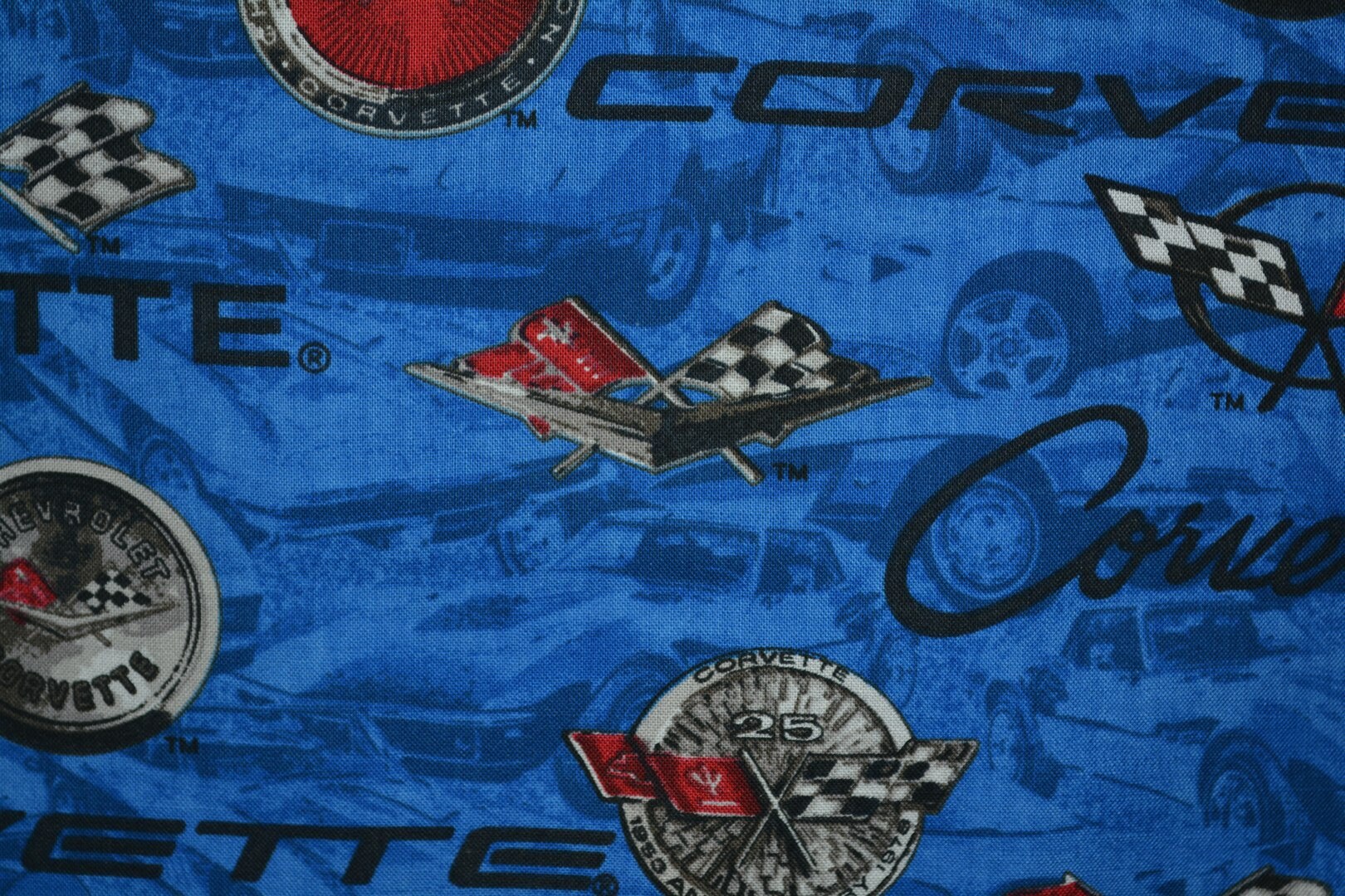 1 yard plus OOP Corvette cars fabric Chevrolet Chevy Corvette race car
