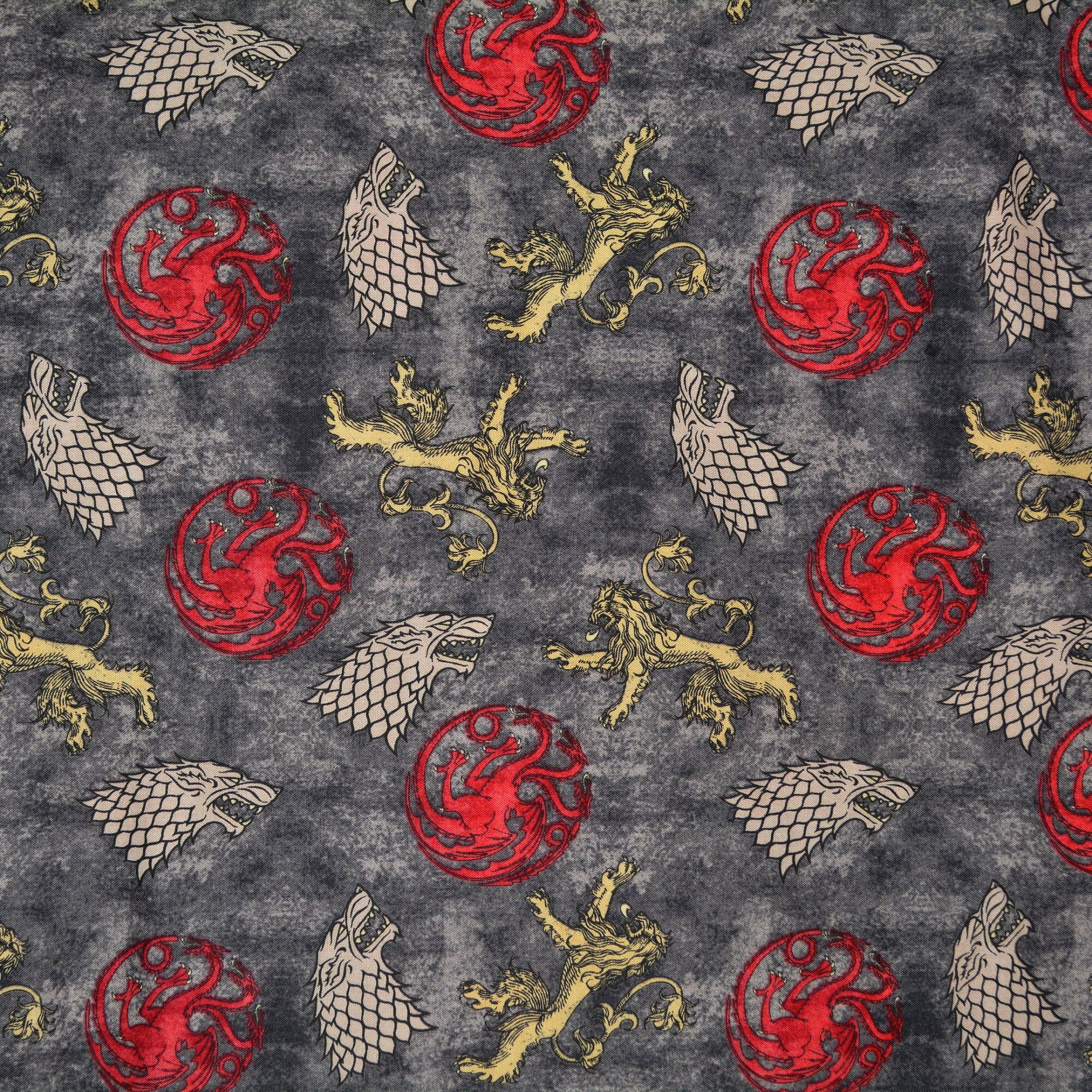 Game of Thrones cotton fabric, Targaryen Lannister Stark House Crests