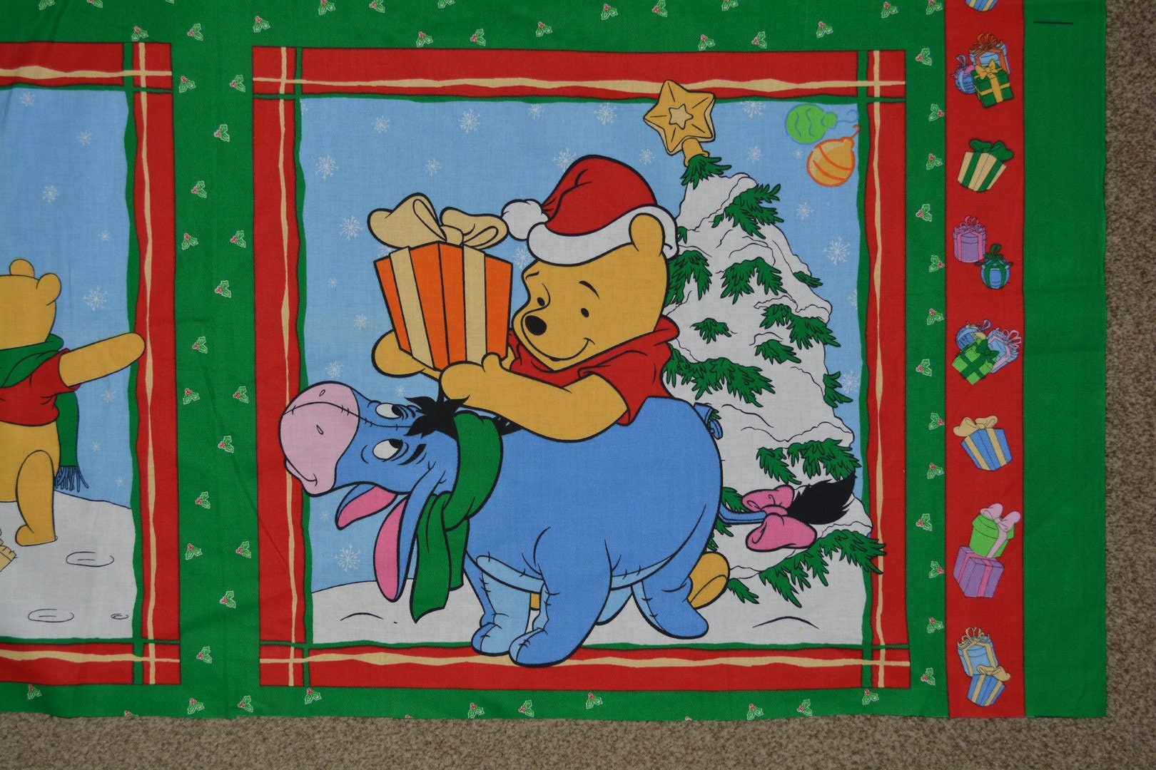 Winnie the Pooh Christmas fabric panels