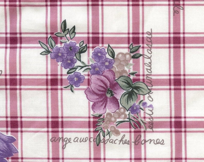 Country floral plaid fabric by the yard, shades of purple, Northcott