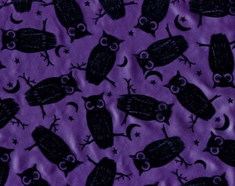 Flocked owls fabric, a Halloween costume fabric by the yard