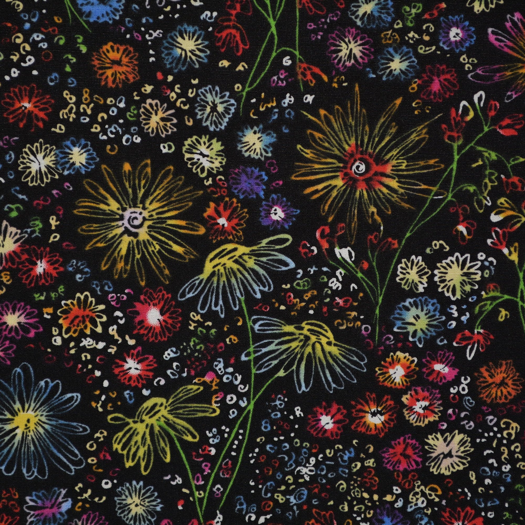 Black floral fabric by the yard, Robert Kaufman fabric