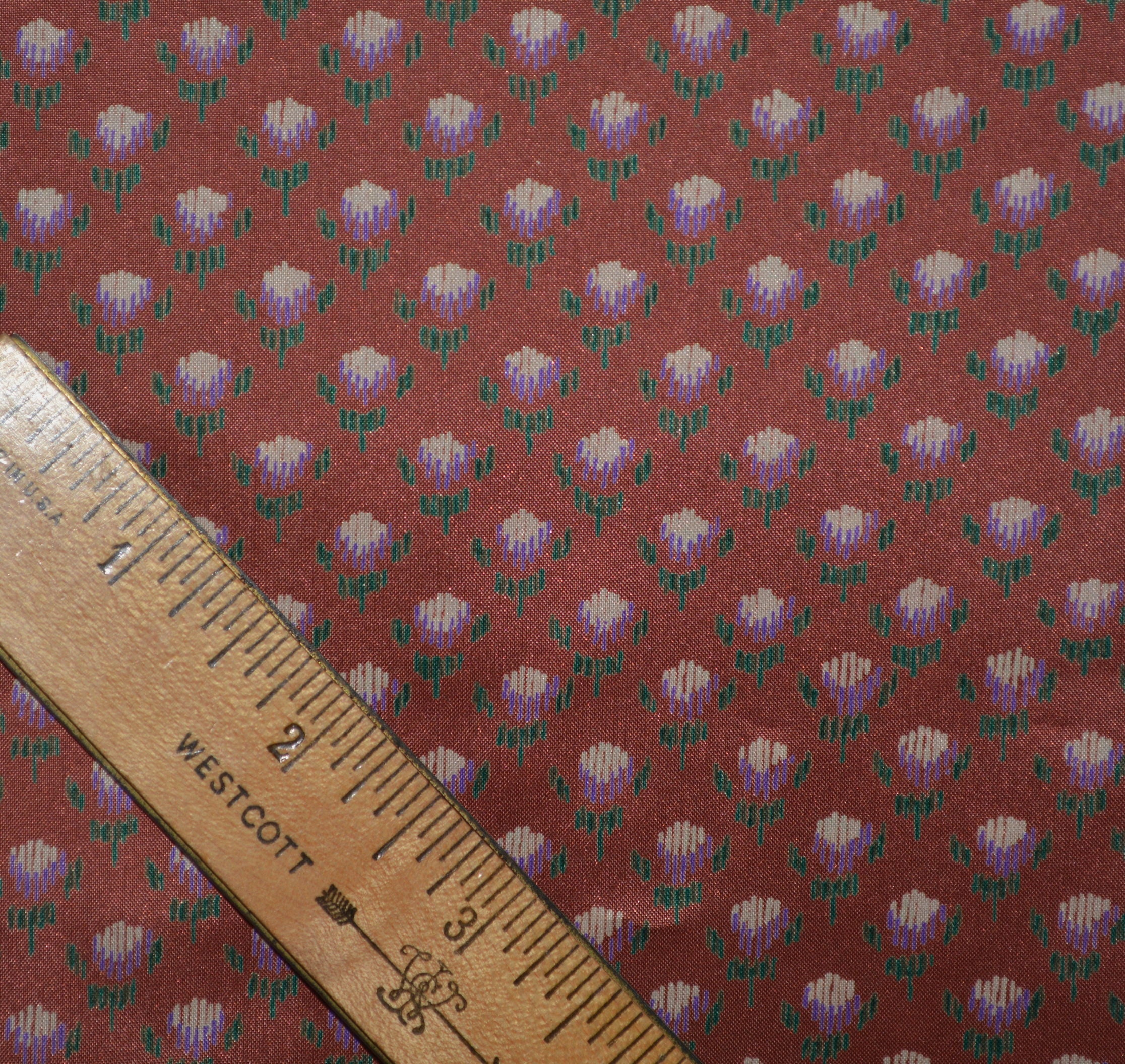 Pure Silk fabric by the yard, tiny Floral silk print