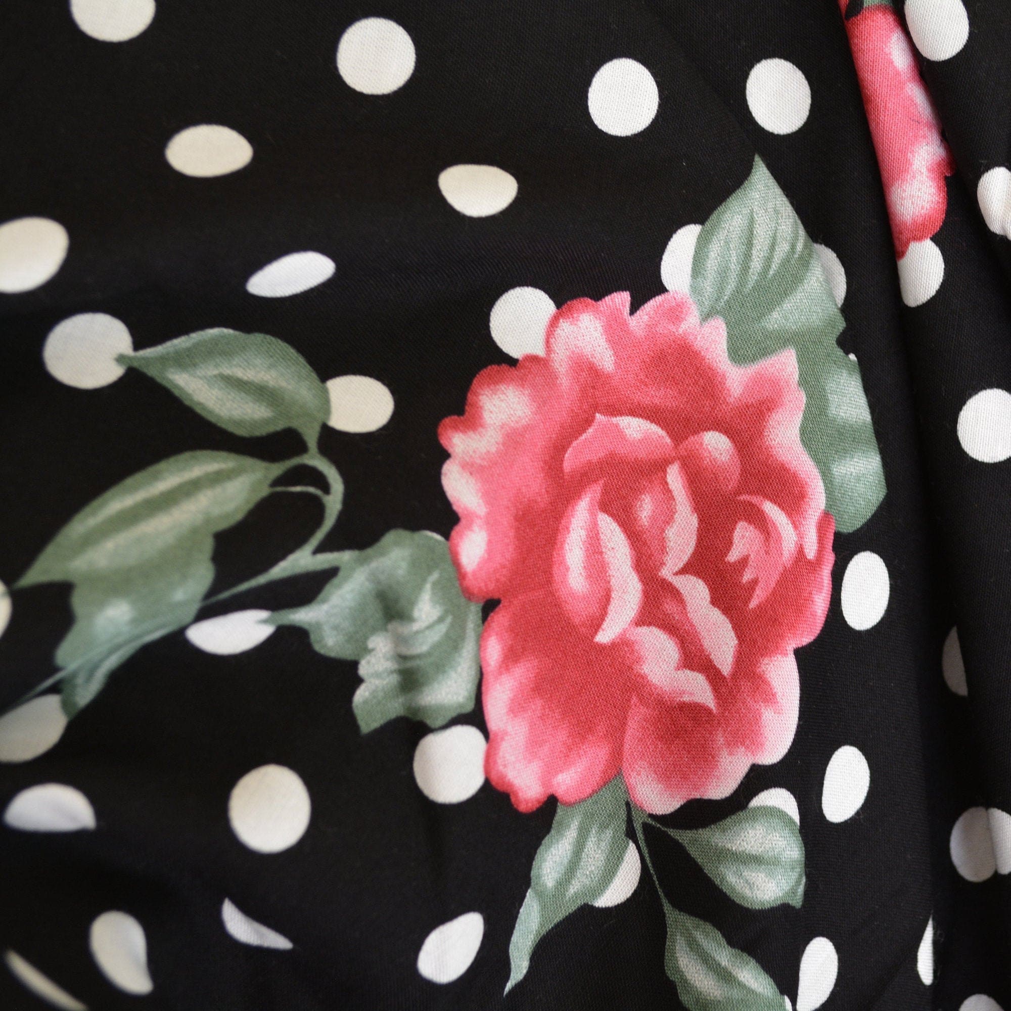 Floral Polka Dot Fabric Rayon Roses Black With White Polkadots 3 Yards X 56 Wide Fabric Craft Supplies Tools Delage Com Br