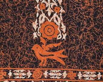 Javanese vintage fabric batik kain panjang features intricate bird motif, 3 yards plus