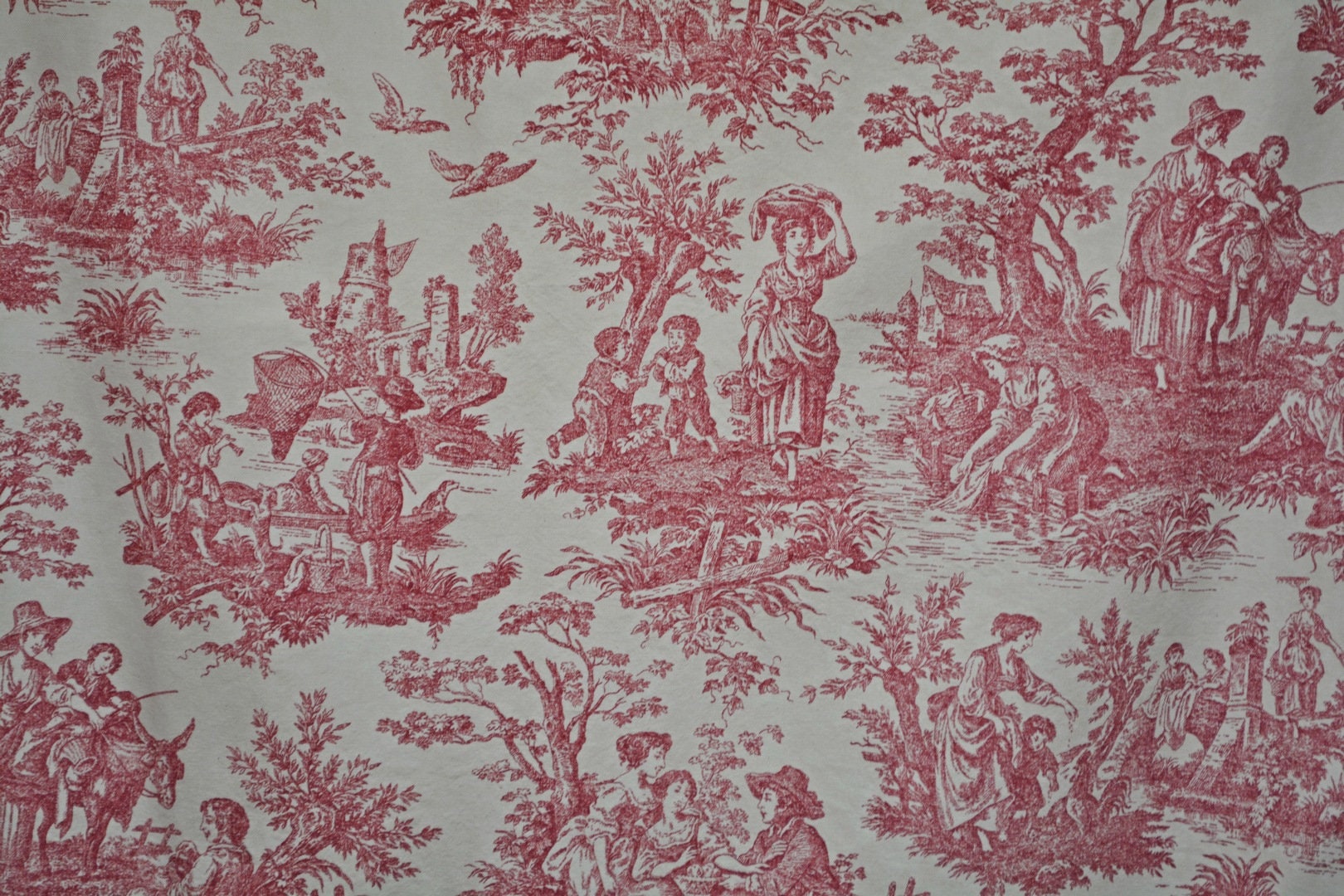 2 5 Yards French Toile Fabric Red Toile Waverly Fabric Country