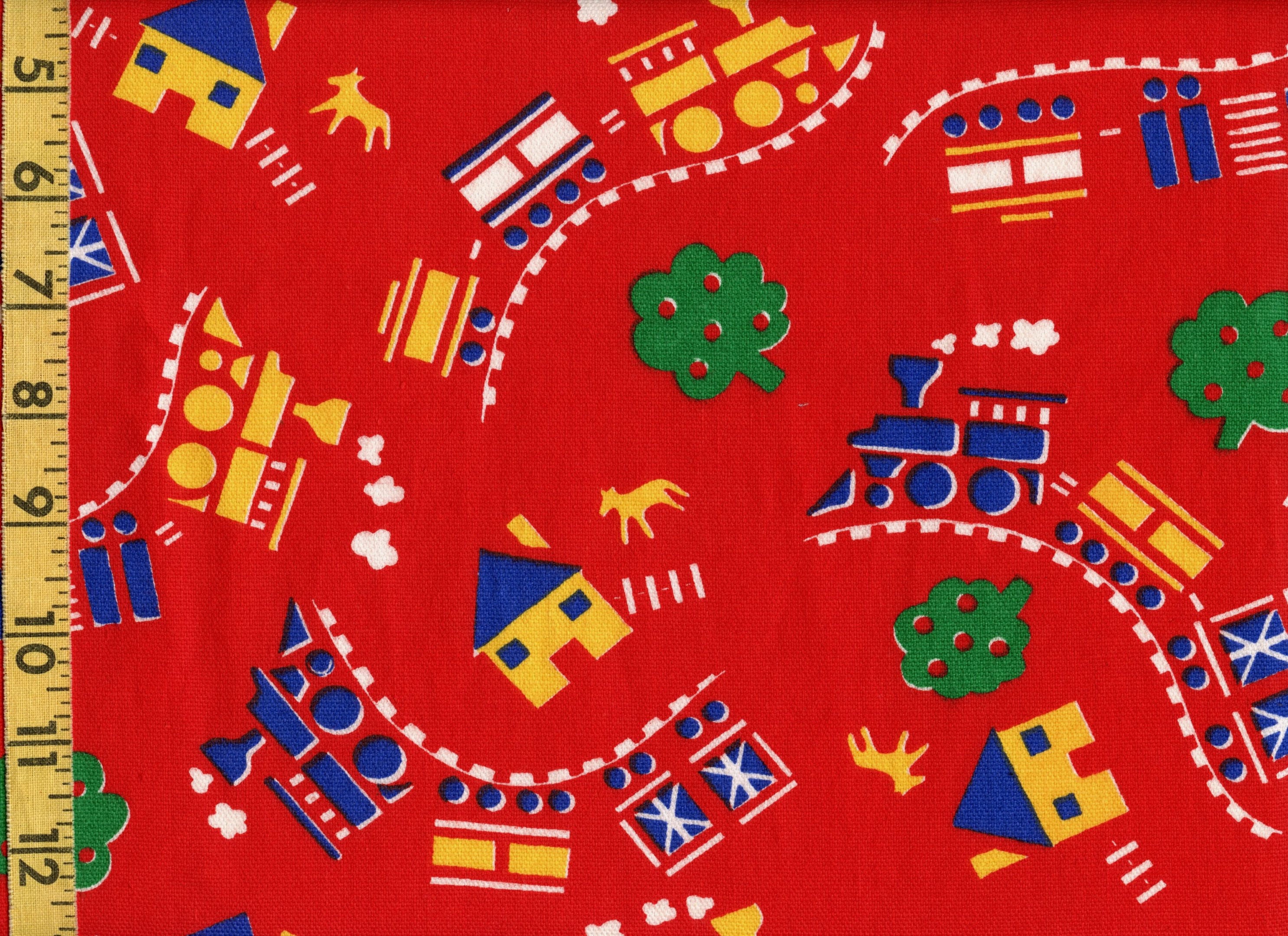 Vintage Train fabric Cotton canvas upholstery fabric primary Etsy