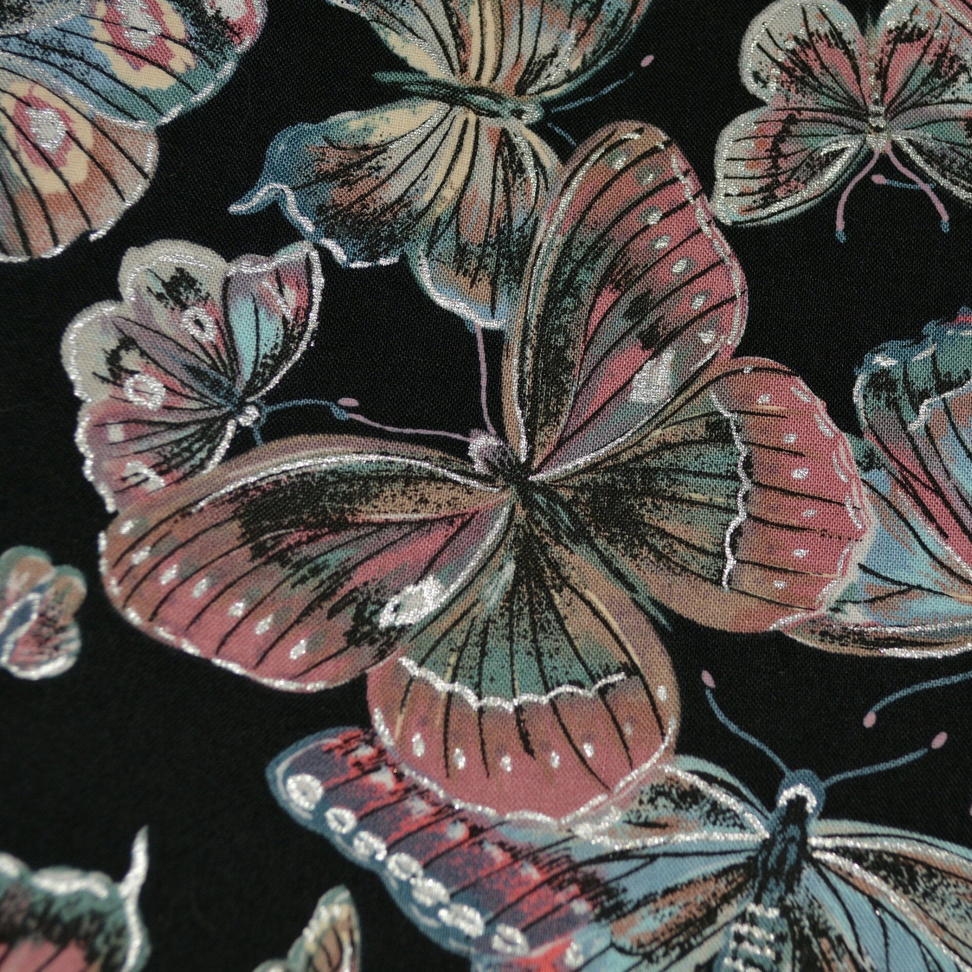 Large Butterfly fabric vintage fabric by J Gutcheon Etsy
