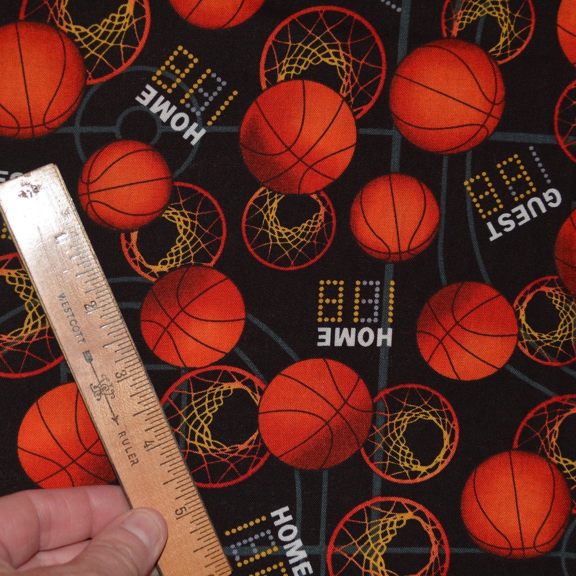 Basketball fabric by the half yard sports theme fabric David Etsy