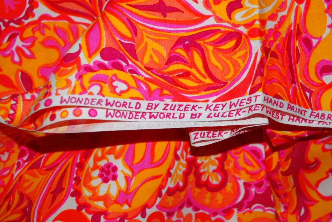 VINTAGE 1970s Key West Hand Print Fabric ZUZEK for Lilly Etsy
