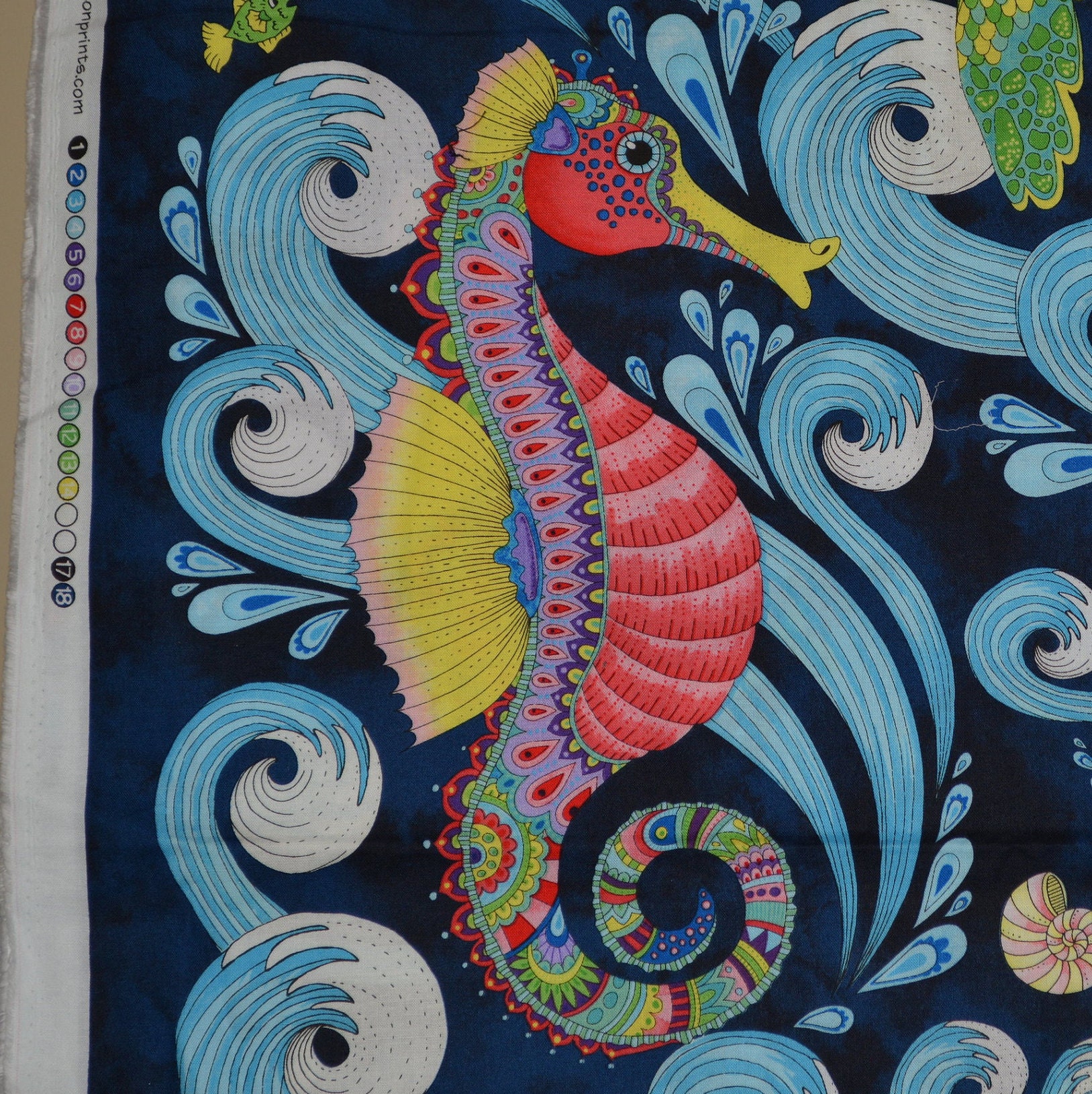 Sea life fabric, Paradise Falls fabric Wilmington Prints