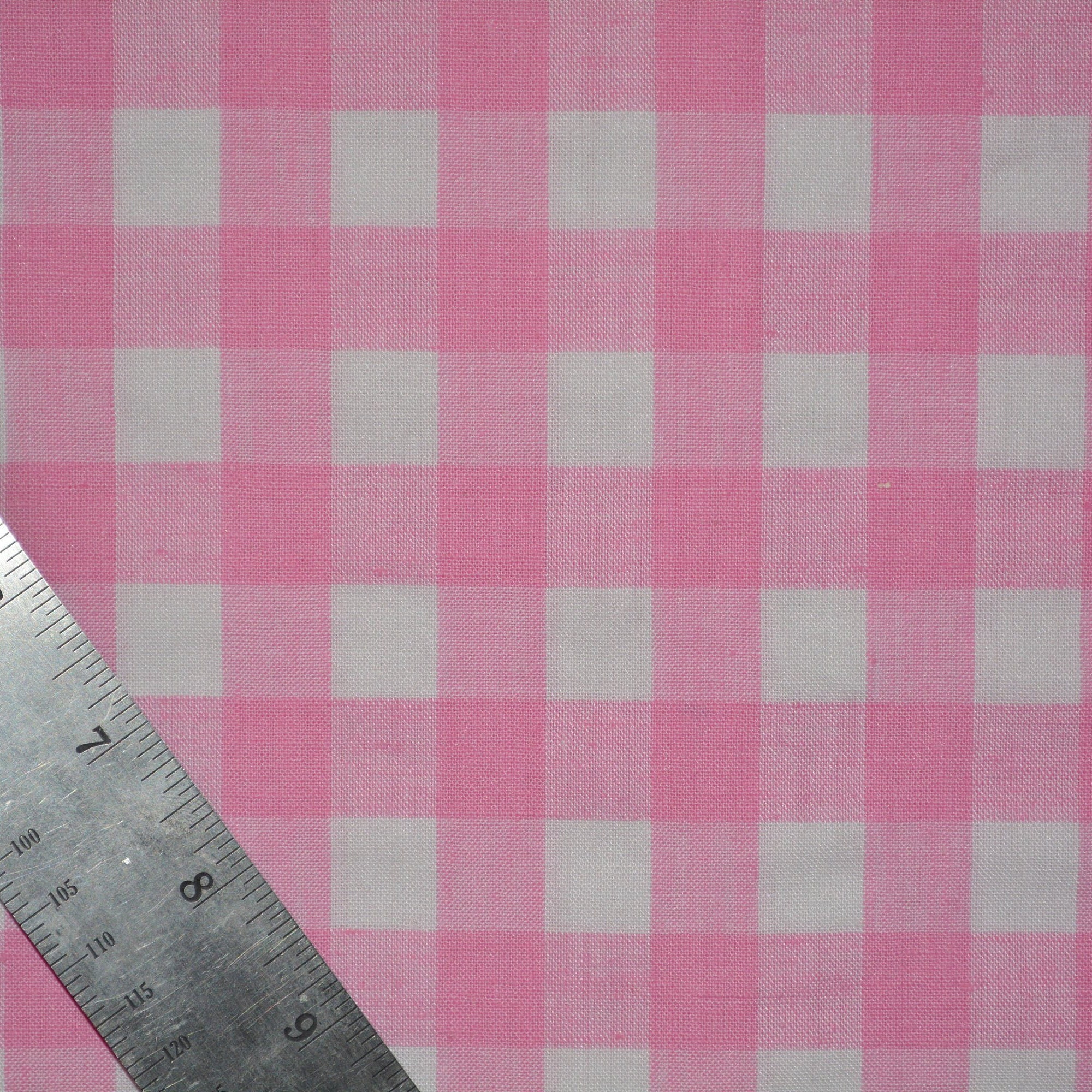 Bubblegum pink white check fabric large scale gingham fabric