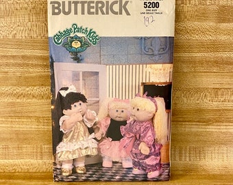 Cabbage Patch Kids clothes uncut 1990 pattern with transfer sheet, Butterick 5200
