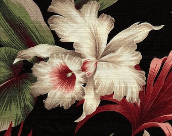 Hawaiian Tropical floral barkcloth fabric, Trans Pacific