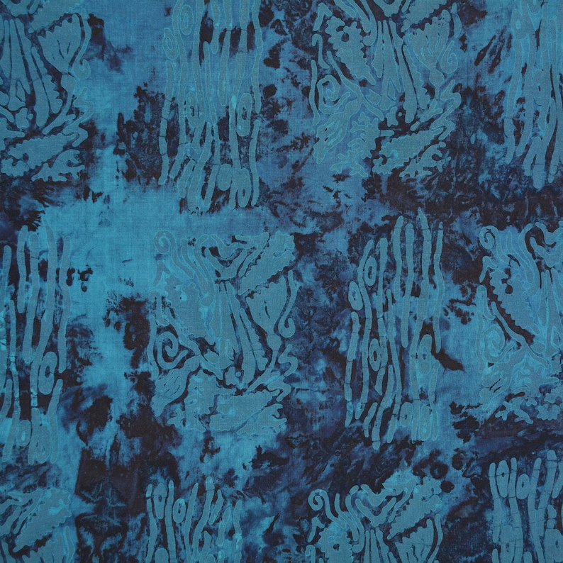 Tie dyed Batik fabric Caribbean blue block print batik | Etsy